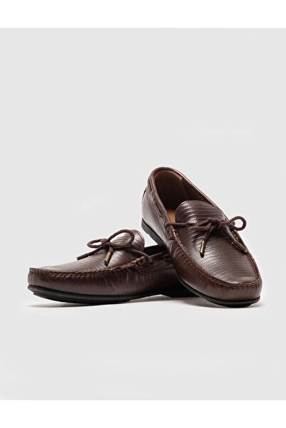 Cabani Genuine Leather Brown Lace-Up Men's Loafer Shoes