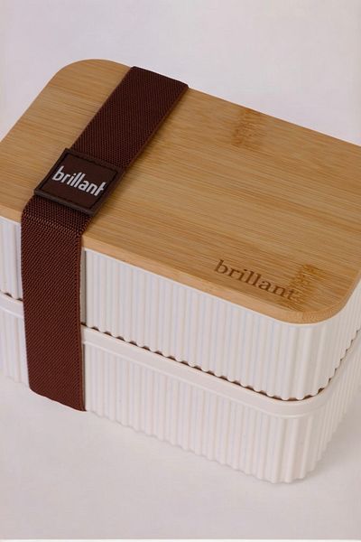 Brillant Zebra 2-Piece Bamboo Lid Lunch Box - 0.5 Lt + 0.5 Lt - Storage Container