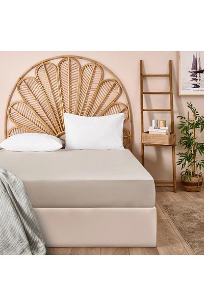 Evidea Soft Basic Double Flat Edge Sheet - Beige - 240X260 cm