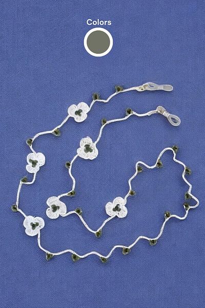 nftart.design Beads and Embroidered Flowers - Handmade Glasses String Strap