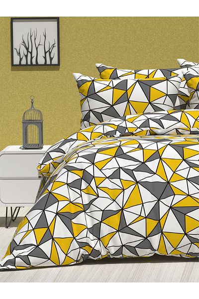 Faiend Cotton Double Duvet Cover Set with Fade-Resistant Anti-Fluffy Fitted Sheets