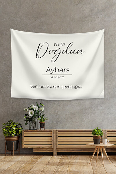 Vagonik Kişiye Özel Doğum Günü Happy Birthday Duvar Örtüsü Duvar Halısı Birin...