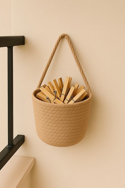 ÖRGÜM Basket Peg Basket Decorative Multi-Purpose Organizer 15X15 cm Pegs Not Included
