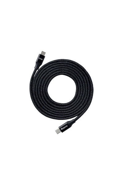 4 Berry ECO-CC Siyah USB-C-C Kablosu – 1.2 m, Örgülü, 60 W Hızlı Şarj