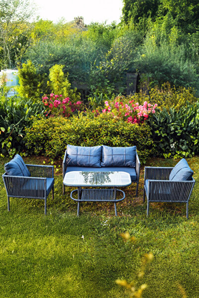 Niron Oscar 4 Kişilik Çay Seti – Rattan Koltuk Ve Temperli Cam Masalı Bahçe V...