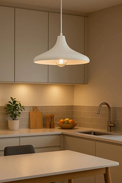 Luna Lighting Apollo Beyaz Renk Rustik Tekli Avize Sarkıt Salon Mutfak Oturma Odası Avize