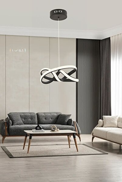 Luna Lighting Vino Riserva Model Siyah Renk Metal Salon Mutfak Oturma Yatak Odası Modern Led Sarkıt Avize
