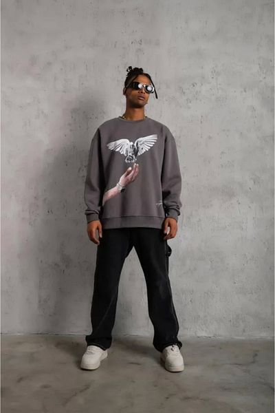 Silerra    Men's Dove Printed Sweatshirt - Gray