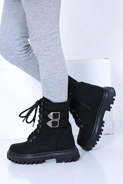 lady classy Kız Çocuk Fermuarlı Toka Detaylı Yanı Şerit Bot