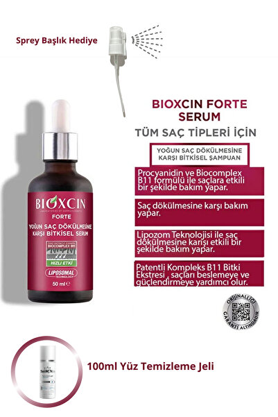 Bioxcin Forte Serum Yoğun Saç Dökülmelerine Karşı Tek Şişe Tanışma Paketi 50 ml Sprey Başlık Ve Jel Hediye