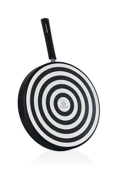 FALEZ 30 cm Granite Silicone Fish Pan with Handle Cover Black