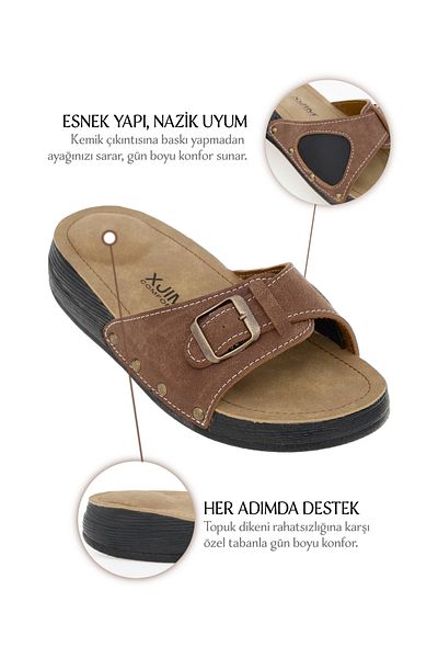 XJIM Women's Tan Orthopedic Slippers Hallux Heel Spur Bone Protrusion Supported Comfortable Daily Summer
