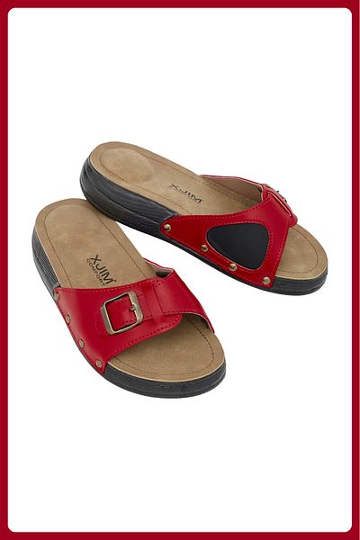 XJIM Women's Red Orthopedic Slippers Hallux Heel Spur Bone Protrusion Supported Comfortable Daily Summer