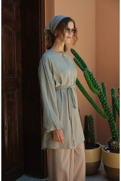 Fatma Atasoy Balloon Sleeve Sunshine Mint Tunic