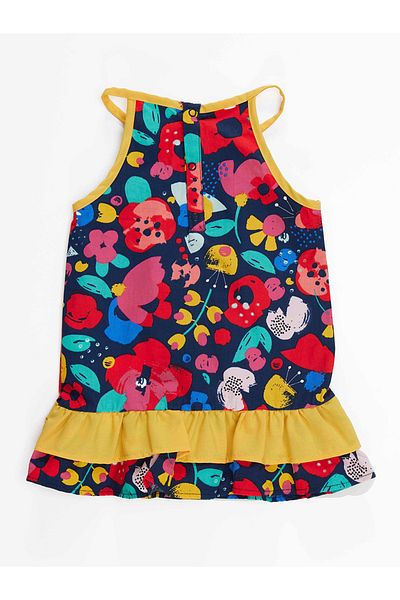 Denokids Virágmintás poplin pamut nyári pántos ruha kislánynak