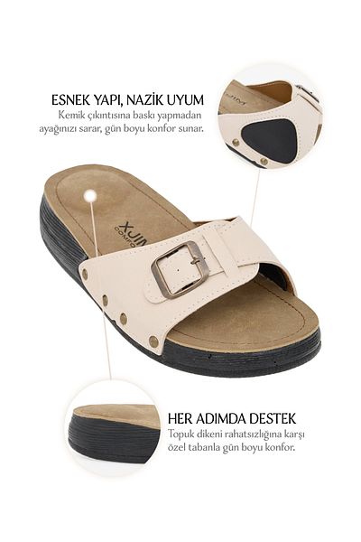 XJIM Women's Beige Orthopedic Slippers Hallux Heel Spur Bone Protrusion Supported Comfortable Daily Summer