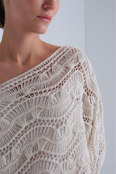 JOIN US Triko Bluz Parçalı Ekru Elbise