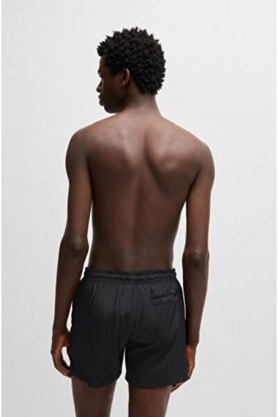 HUGO Erkek Hızlı Kuruyan Kumaş Marka Logolu Kısa Siyah Deniz Şortu 50493450-001