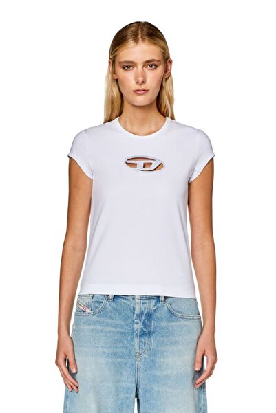 Diesel White Logo T-shirt - Women's Oval-d Model