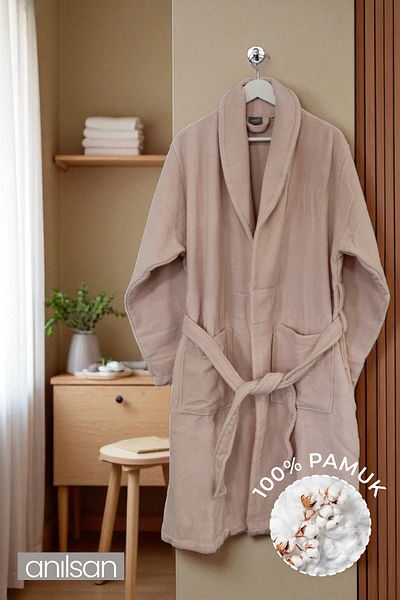 Anılsan 100% Cotton Powder Bathrobe - Şalyaka Hotel Bathrobe, Ideal for Spa, Suitable for Daily Use