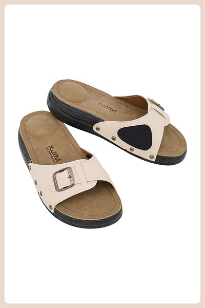 XJIM Women's Beige Orthopedic Slippers Hallux Heel Spur Bone Protrusion Supported Comfortable Daily Summer