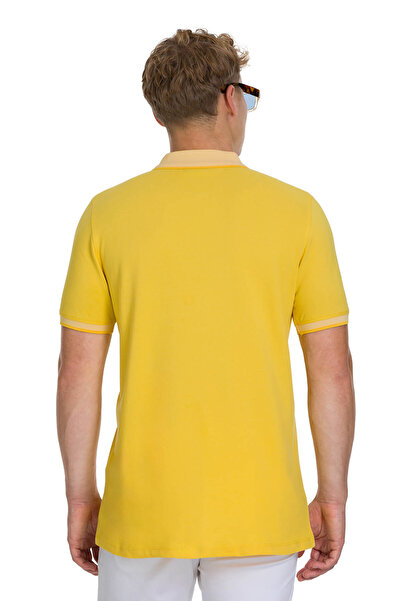 Hatemoğlu Yellow Regular Fit 100% Cotton Polo Neck T-Shirt