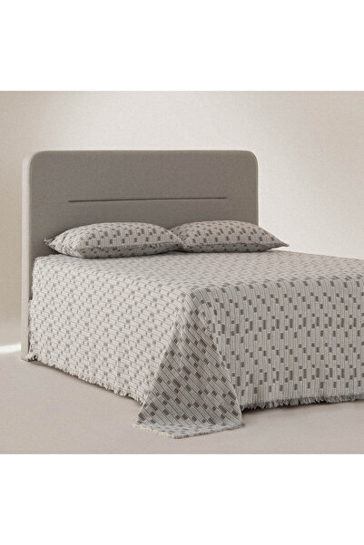 Ecocotton Merisa Çift Kişilik Pike Takımı %100 Organik Pamuk Müslin Dokuma Gri 240x260 Cm