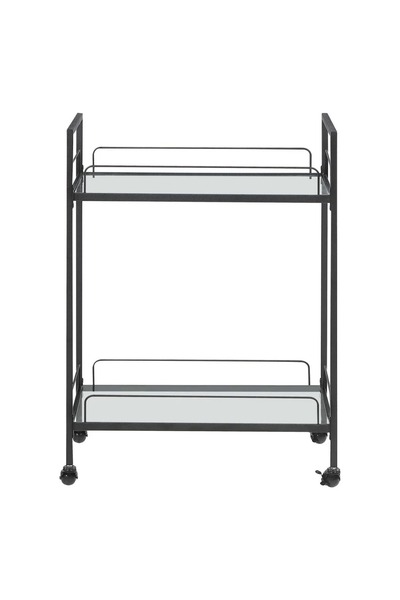 MERZANA Metal Bar Servis Arabası, Siyah Servis Ve Sunum Arabası