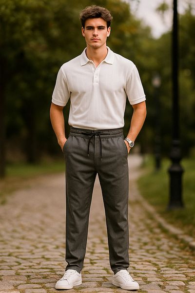 ÖNDER MODA Men's Gray Color Quality Flexible Lycra Ankle Length Fabric Trousers