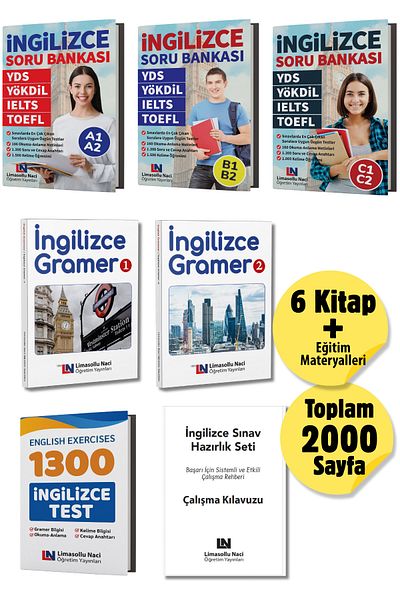 Limasollu Naci Öğretim Yayınları English, Yds Trial, Directional Language, Ielts, Lgs, Exam Preparation Set, Vocabulary Learning 4500 Tests, 500 Subjects