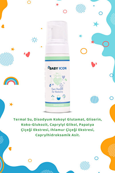 Baby İcon %100 Doğal Organik Vegan Yenidoğan Bebek Köpük Şampuanı 150 ML Konak Önleyici Şampuan