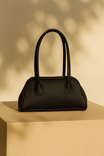 Nova Black Color Classic Form Double Handle Hand and Shoulder Bag