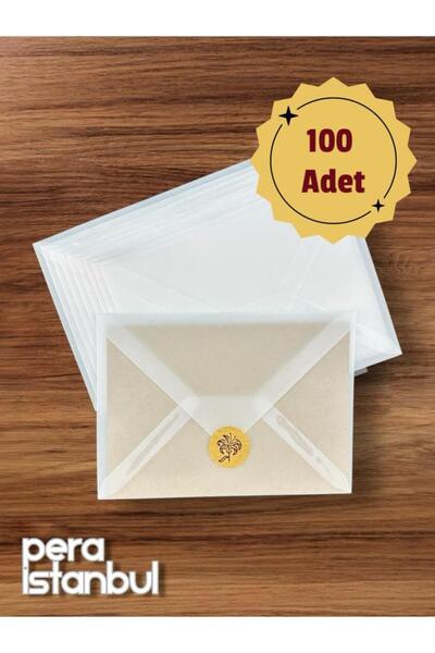 Pera İstanbul 100 Adet 13*18 Aydınger Şeffaf Transparan Zarf Davetiye Zarfı Düğün Davetiyeleri Ve El Sanatları