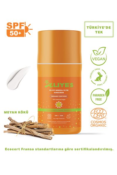 A Aliye's Organic 50 Spf Mineral Filtered Sunscreen Cream - Ecocert Cosmos Organic Certified
