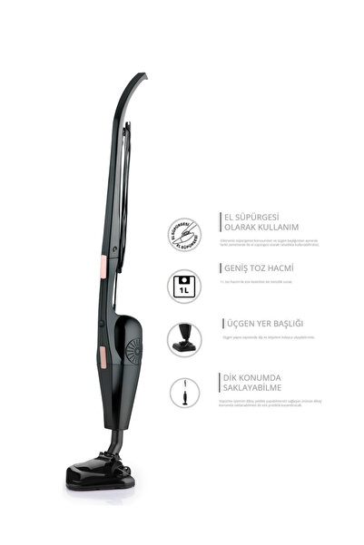NEWMA 800w Kablolu Toz Torbasız Kullanım Dikey Süpürge - Siyah 3 YIL GARANTİLİ