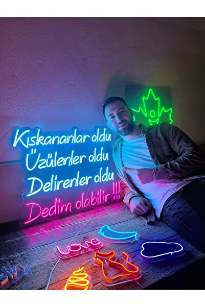 vinyuup Kıskananlar Oldu Üzülenler Oldu Dedim Olabilir Neon Led Yazı Tabela 70x50 cm