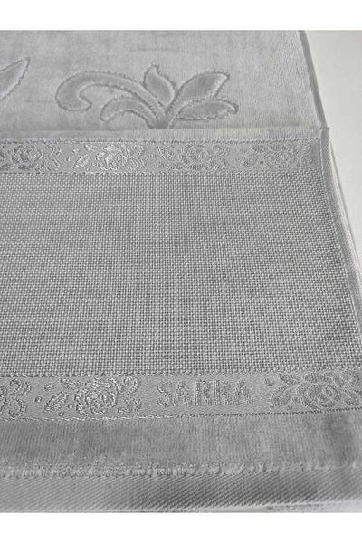 sarra 50x90cm ETAMIN STITCHED TOWEL - GRAY