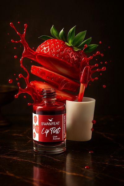 SWANFEAT B5 Vitamin Lip Tint Moisturizing Lasting Strawberry Flavored Red Color Blush and Lipstick