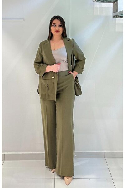 DE WHITES بنطلون بتفاصيل مطاطية وخصر كبير الحجم