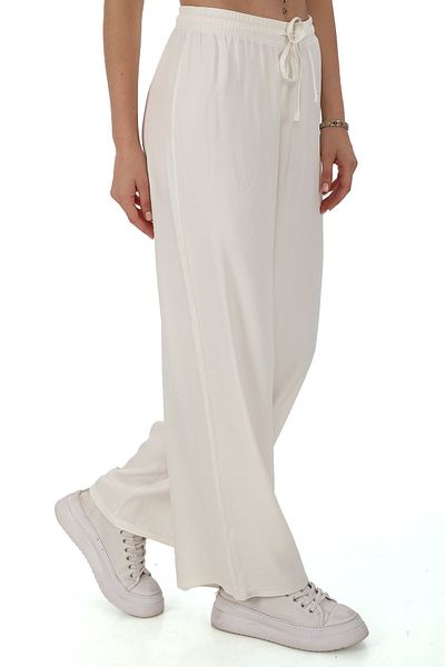 penyebizden Flosh Viscose Oversize Cream Pants