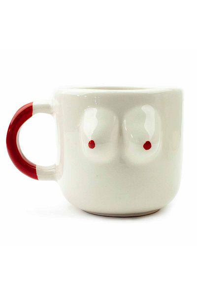 PALTO TASARIM Red Blessings Cup - 3D Embossed Cream Ceramic Gift Mug