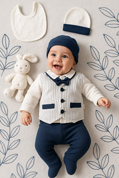 Ozz Baby Newborn & Baby 7 Piece Hospital Release Zibin Set with Bow Tie and S...