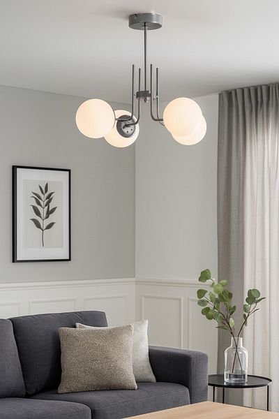 Modavize Vien Modern Design Living Room Dining Room Kitchen Gray Color Glass Pendant Lamp 4-Piece Chandelier