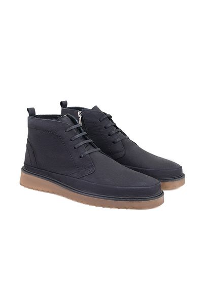 Desa Ανδρικές δερμάτινες μπότες Nubuck με φερμουάρ Caitlyn Black