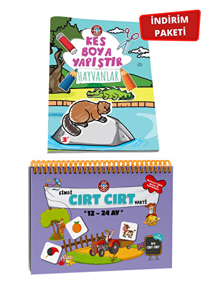 Çocuk Akademi 12-24 Ay Cırt Cırtlı Etkinlik Kitabı Ve Kes Boya Yapıştır Hayva...