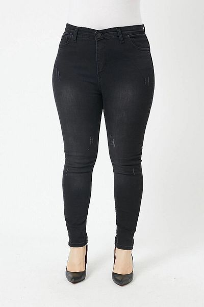 Lixera Black Nail Large Size Lycra High Waist Jeans Trousers (Recoil)