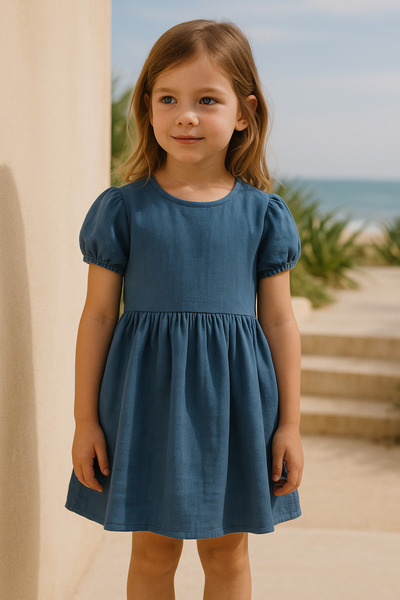 Hilal Akıncı Kids Pamuk Keten Basic Elbise