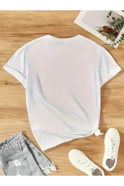 EXPECTED Women's White Cute Cats Printed Cotton Oversize Relaxed Cut Stylish T-Shirt