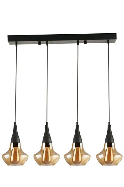 Modavize Fora Modern Design - 4-Piece Black Color Row Honey Glass Chandelier Set