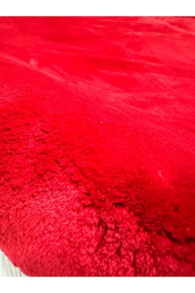 Bordo Halı Peluş Puffy Yıkanabilir Kaymaz Oturma Odası Salon Mutfak Antre Çocuk Odası Halısı Kırmızı Puffy